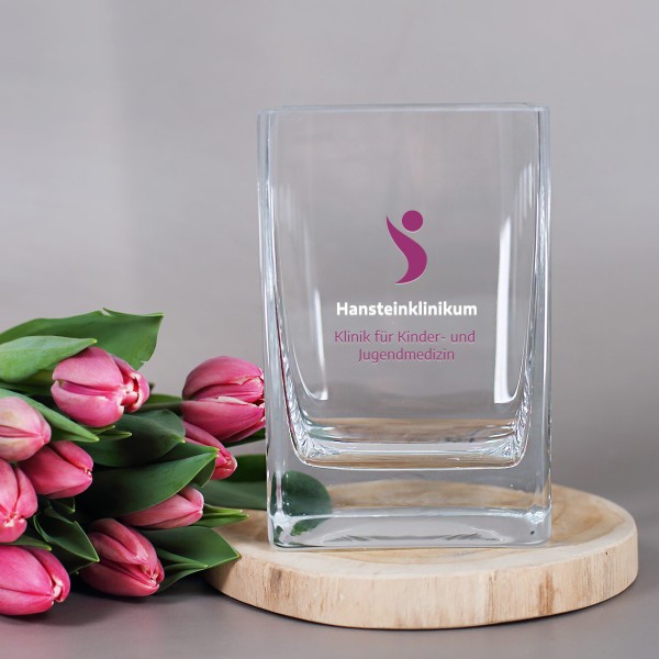 Bedruckte Vase mit Logo