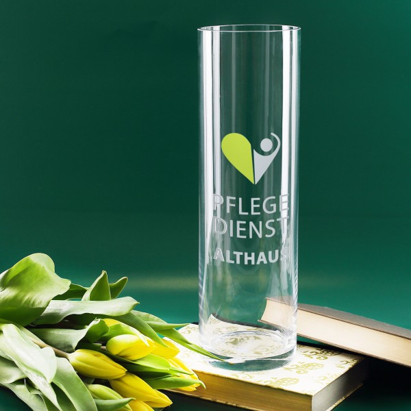 Vase mit Logo bedruckt