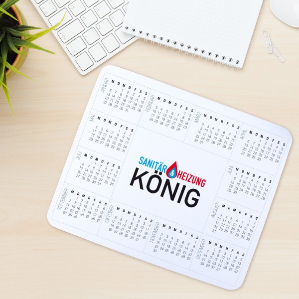 Mousepad mit Kalender und Logo